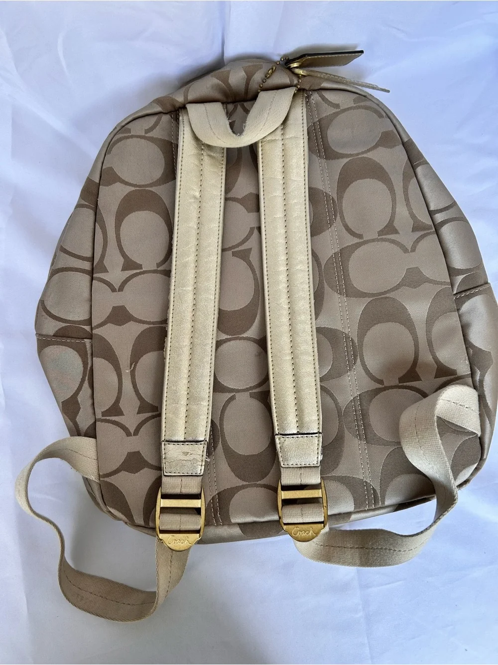 Coach Poppy Y2K Backpack Khaki Gold Signature C H1260-F20046